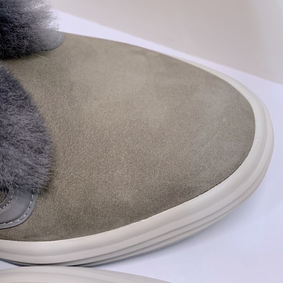 Grey Leather Shearling Boots - Picture 14 of 16
